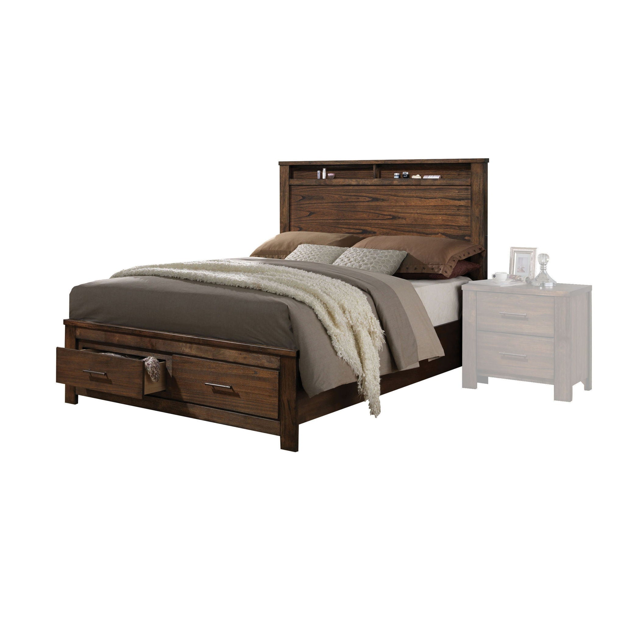 Merrilee Eastern King Bed With Storage - Oak