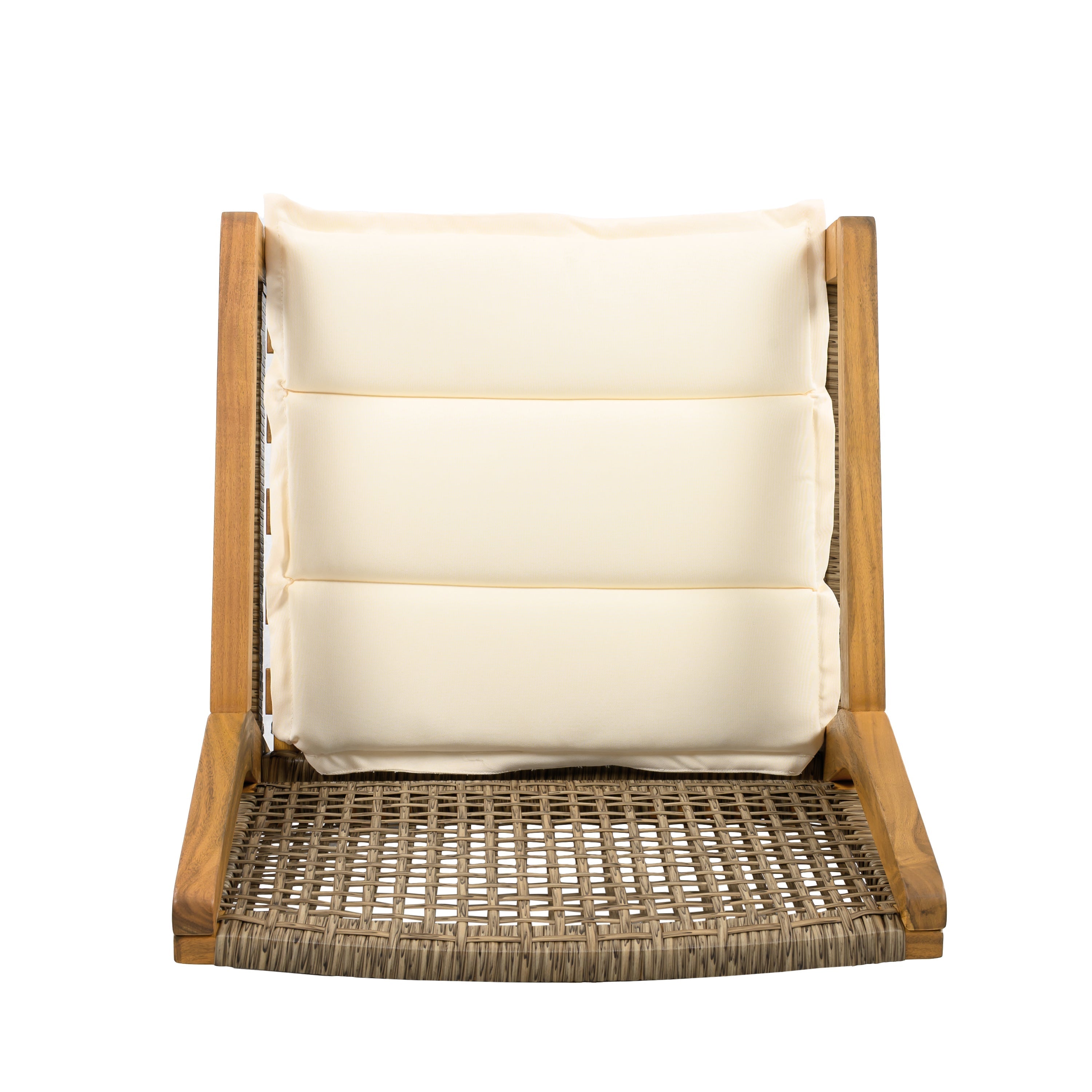 Outdoor Dining Chair Set of 4 - Acacia Wood and Wicker with Cream Cushion