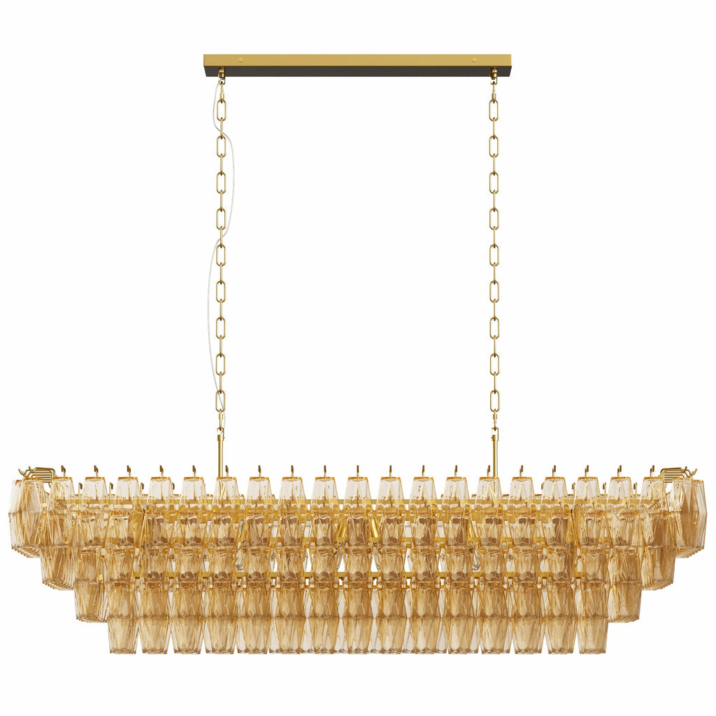 Modern Chandeliers for Dining Room, 54" Large Rectangle Gold Kitchen Chandelier Over Table