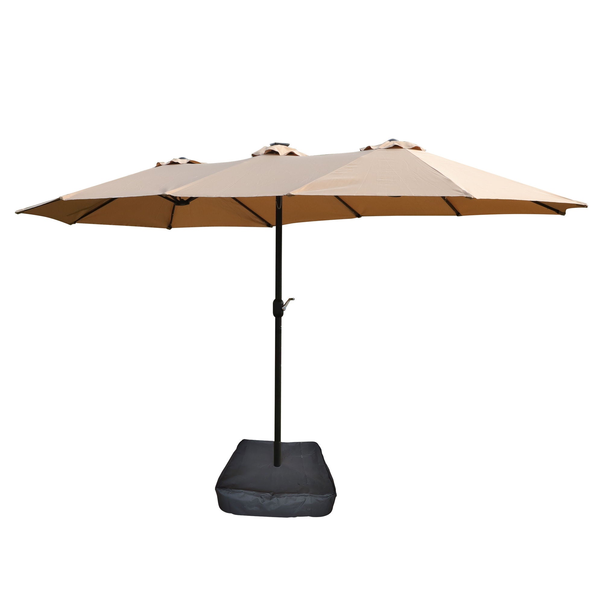 Double-Sided Outdoor Market Umbrella With Lights And Base