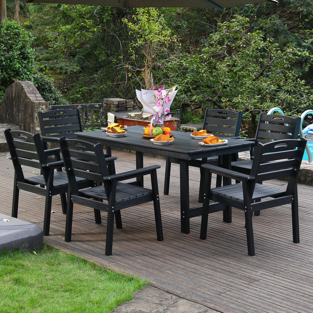 HDPE Outdoor Patio Dining Set with 6 Chairs