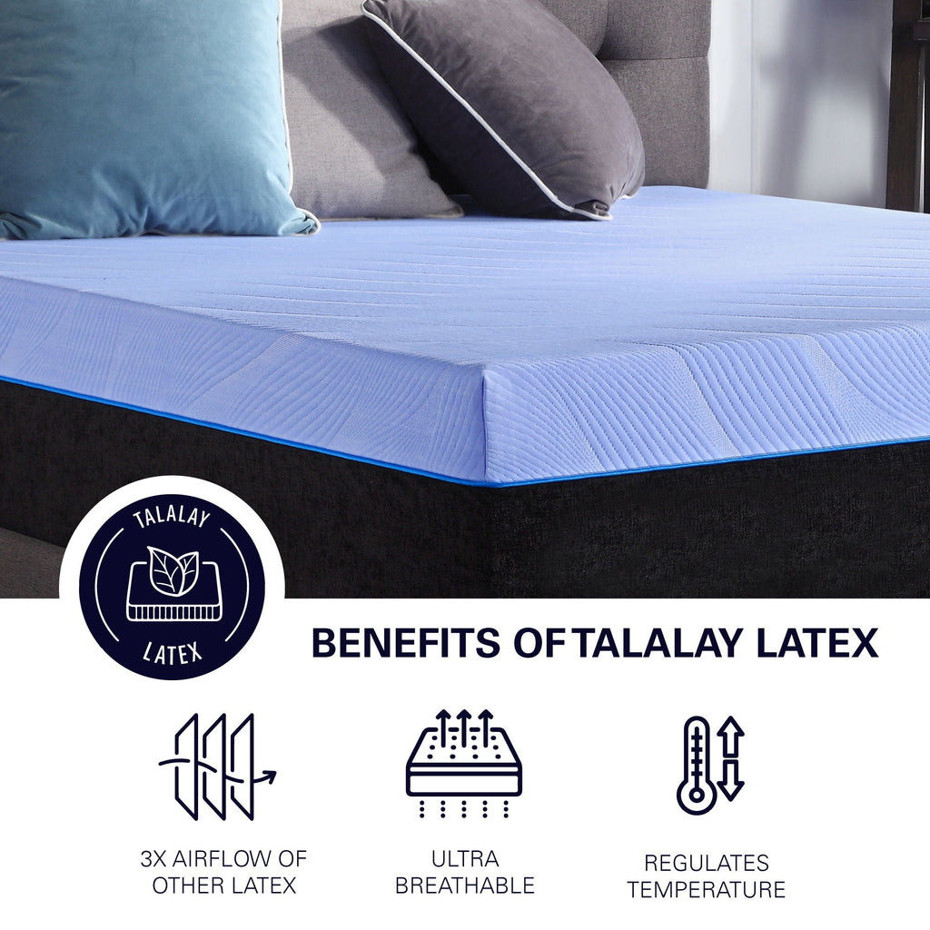 Refresh - 12" Flex Head Memory Foam Hybrid Mattress And Adjustable Base Bundle - Blue - Queen