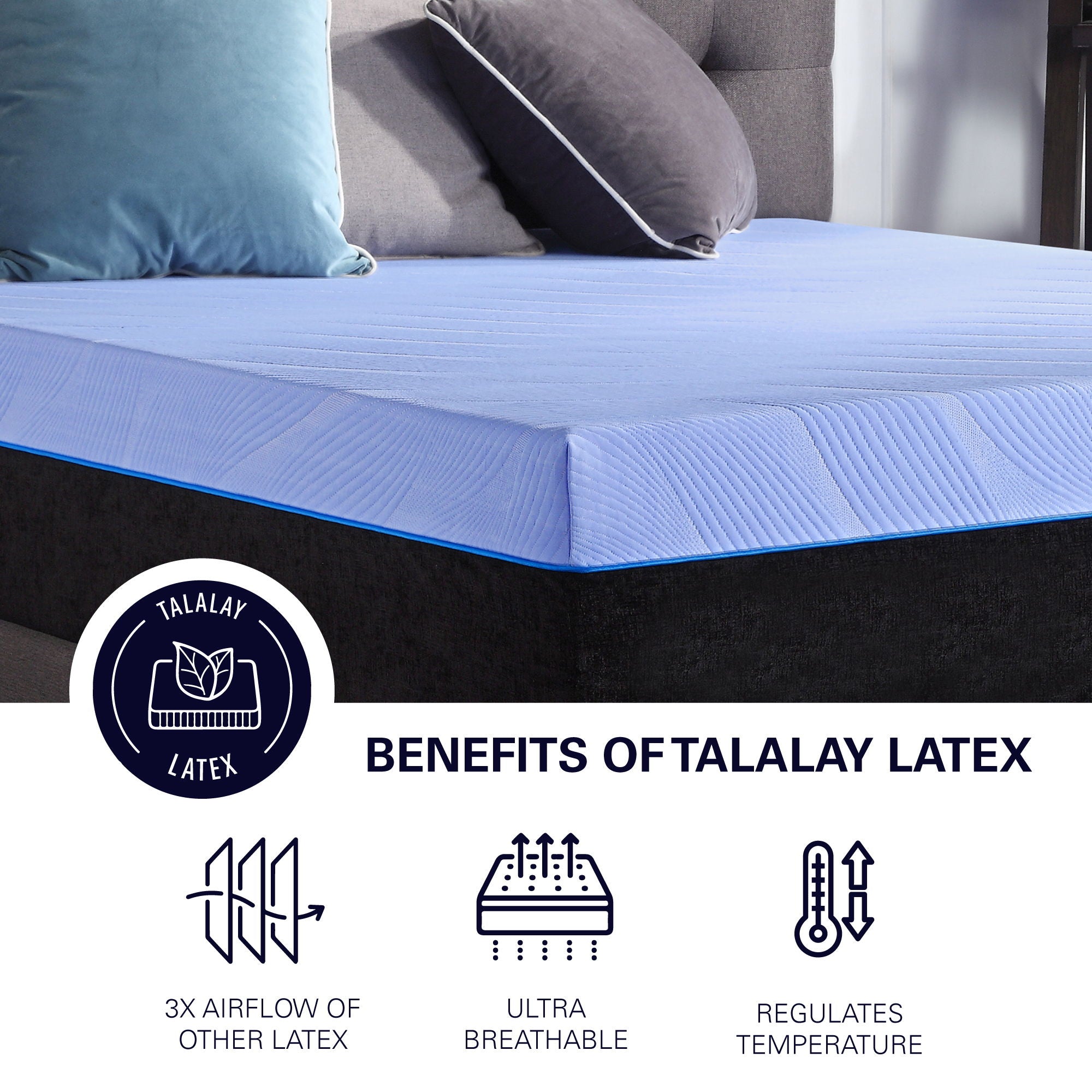 Refresh - 12" Flex Head Memory Foam Hybrid Mattress And Adjustable Base Bundle - Blue - Queen