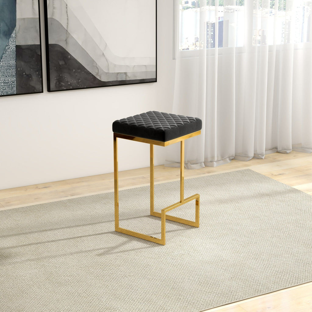 Joel - Upholstered Stool - Black / Gold