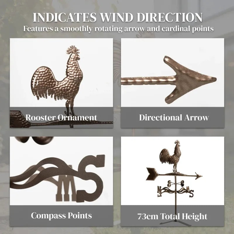 Roof Mount Wind Direction Indicator - Classic Rooster Weathervane