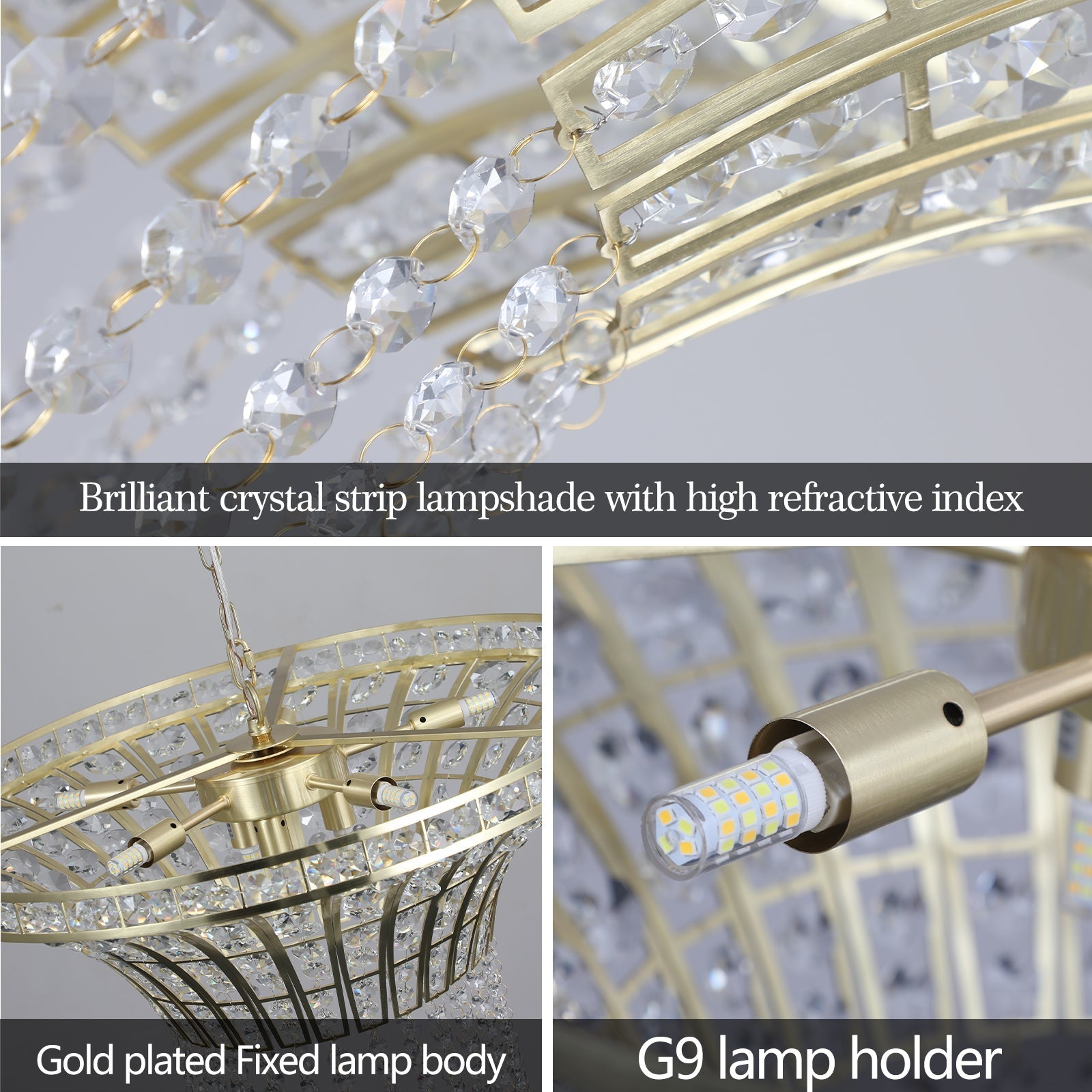 8-Light 23.6' Wide Crystal Waterfall Chandelier