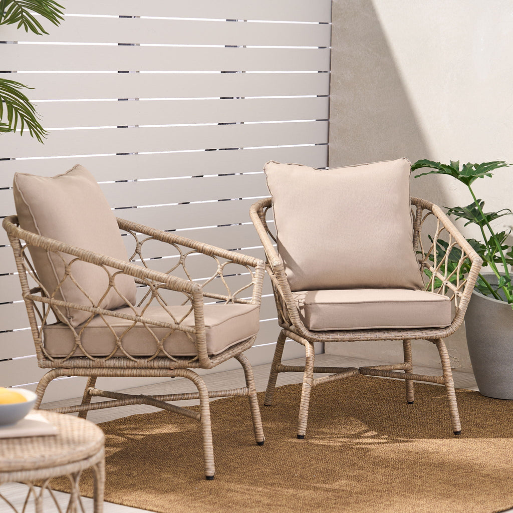 Bruce Outdoor Club Chair Set with Water Resistant Cushions