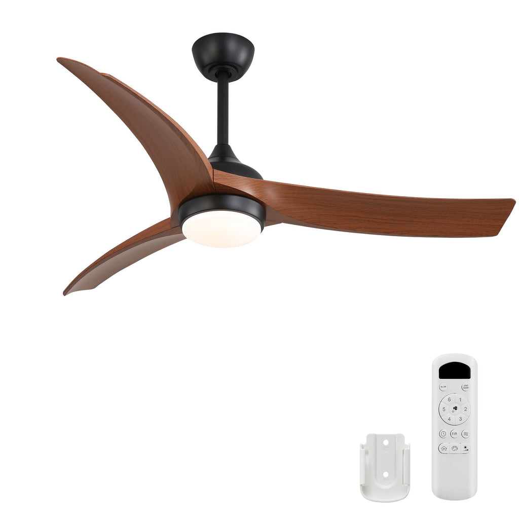 Ceiling Fan With 3 Blades, Remote Control, Reversible DC Motor, Dimmable Light, And Timer - Black