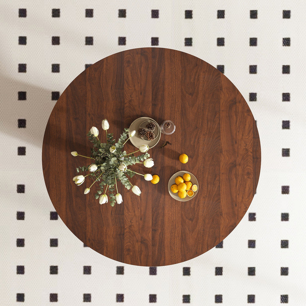47 Inch Round MDF Dining Table for 4, Modern Farmhouse Style