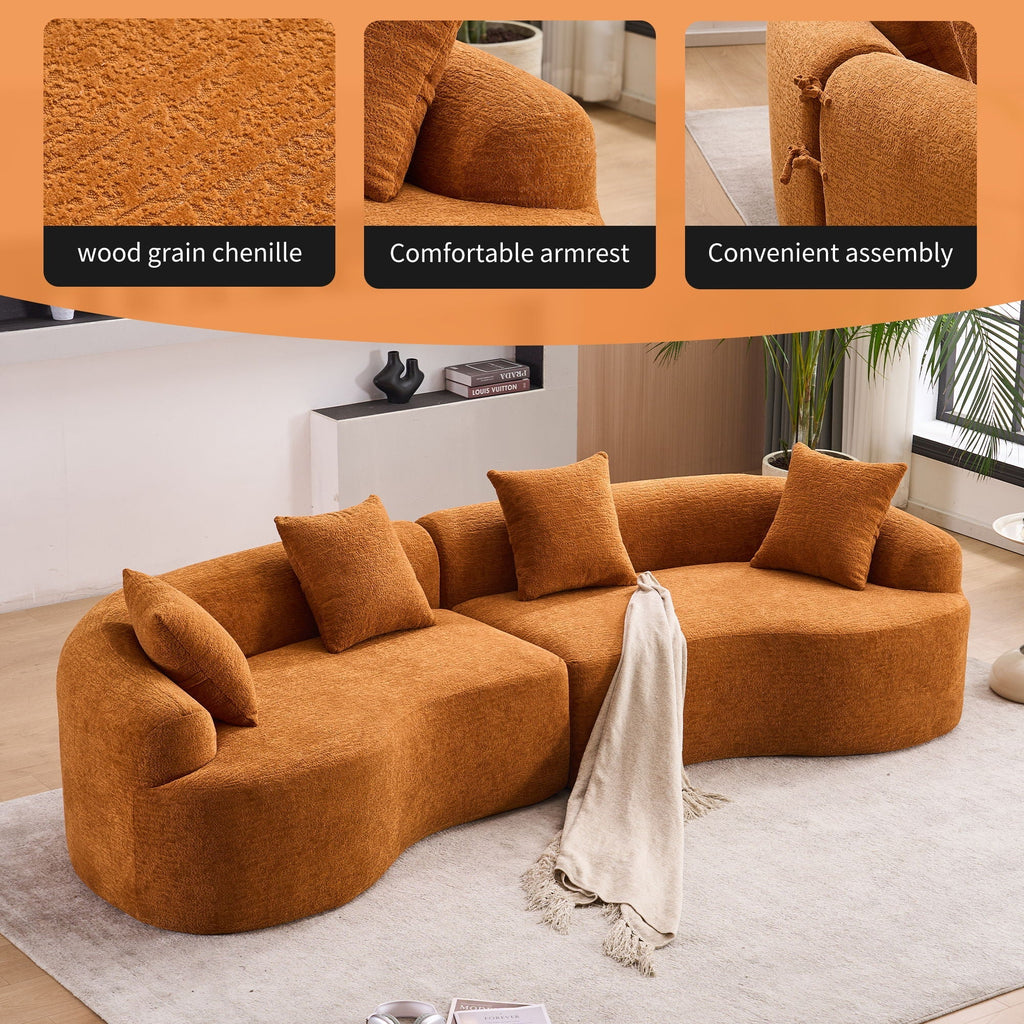 4 Seater Sofa With Fabric, 30D, 60 Hardness Full Sponge, 4 Pillow For Living Room, Home Furniture Sleeper Sectional Sofa For Apartment
