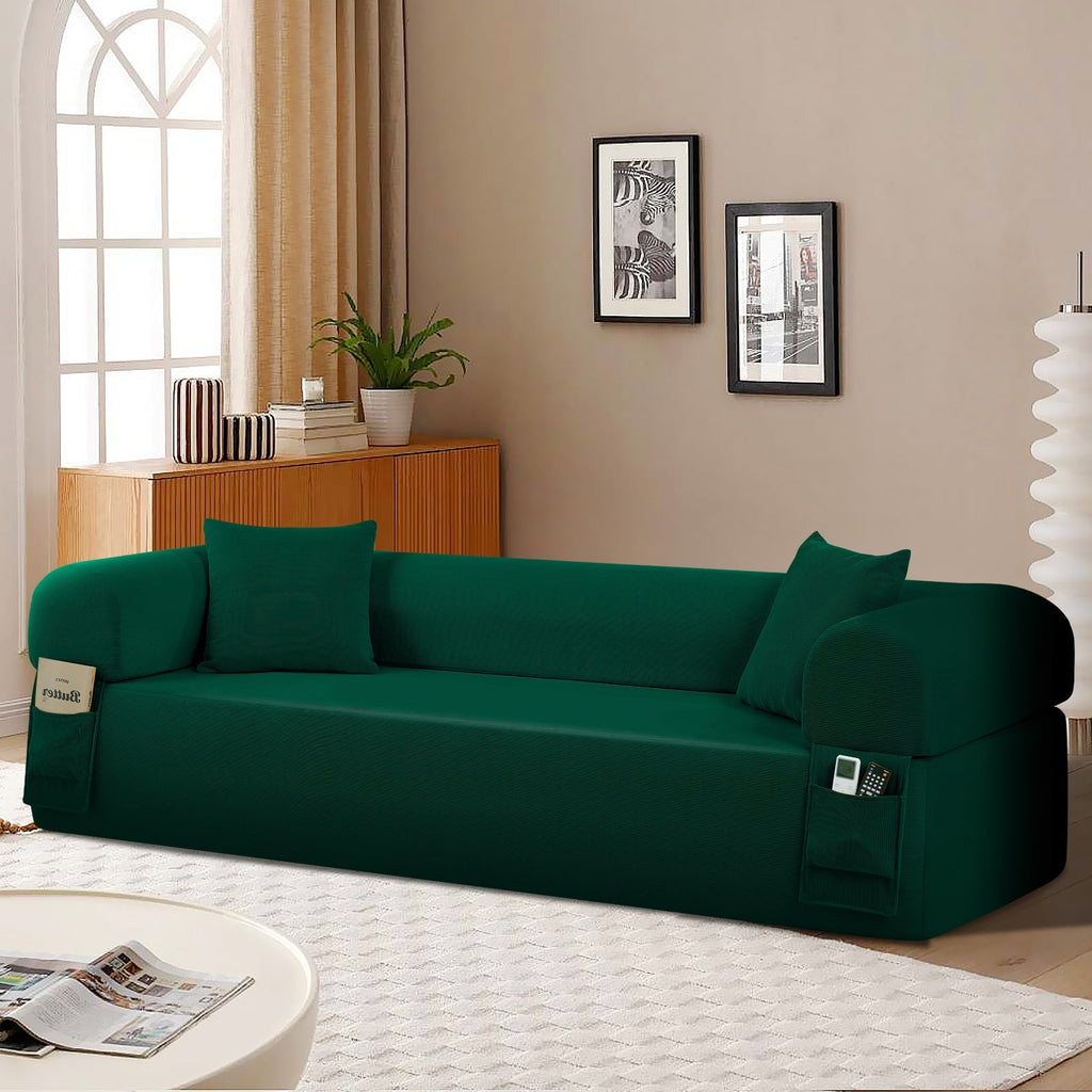 Spring Sofa with High-Quality Fabric in Green