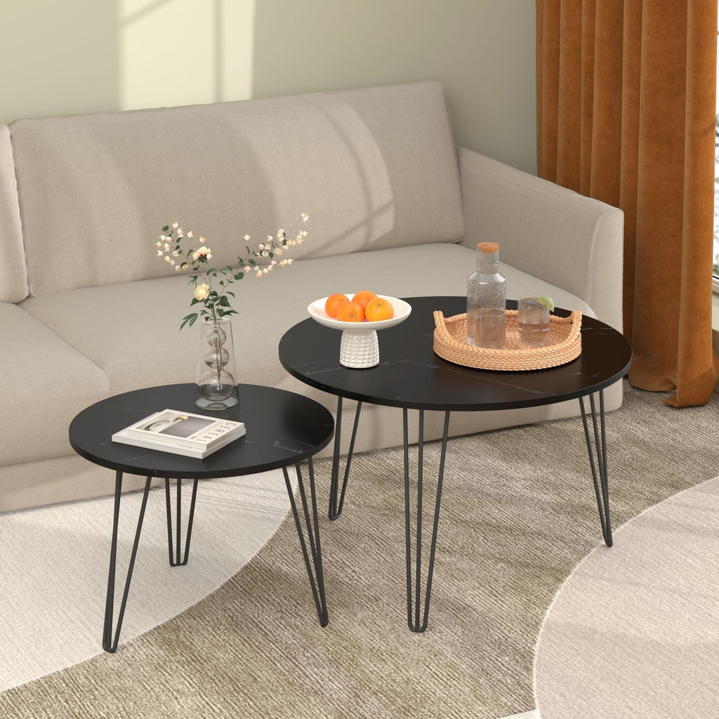 Round Nesting Coffee Table For Living Room (Set of 2)