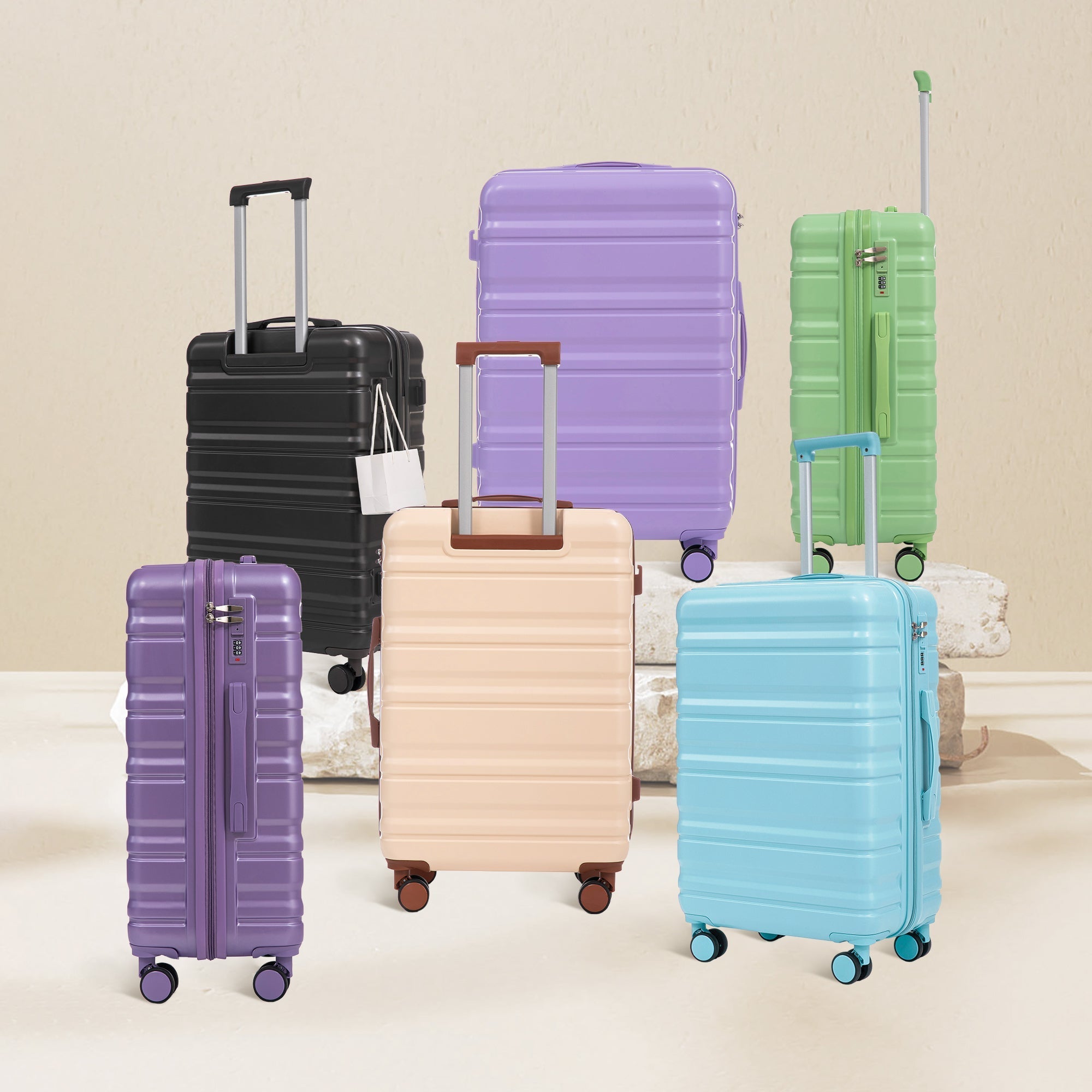 HIFINE Tourist 3-Piece Spinner Wheel Luggage Set in Green