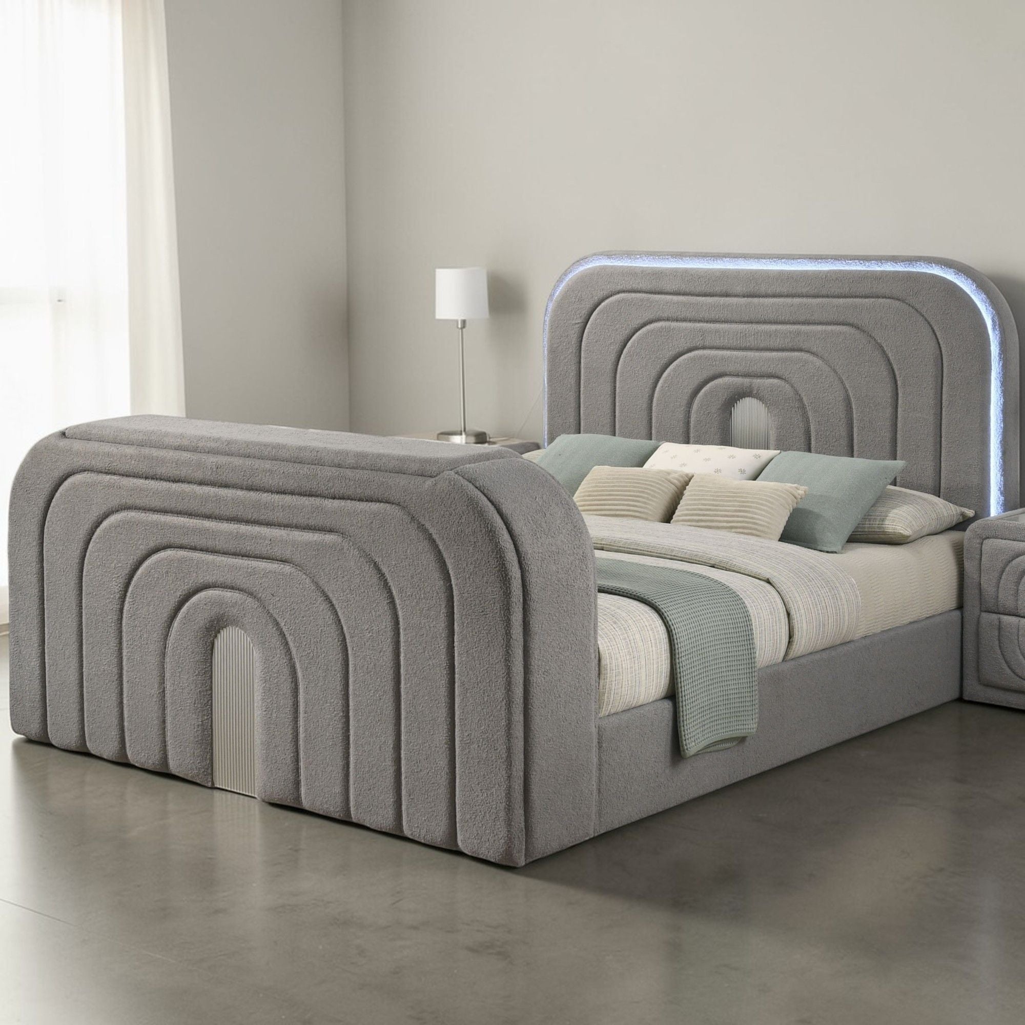 Shelyn - Bed With LED, TV Stand, Fireplace & Bluetooth