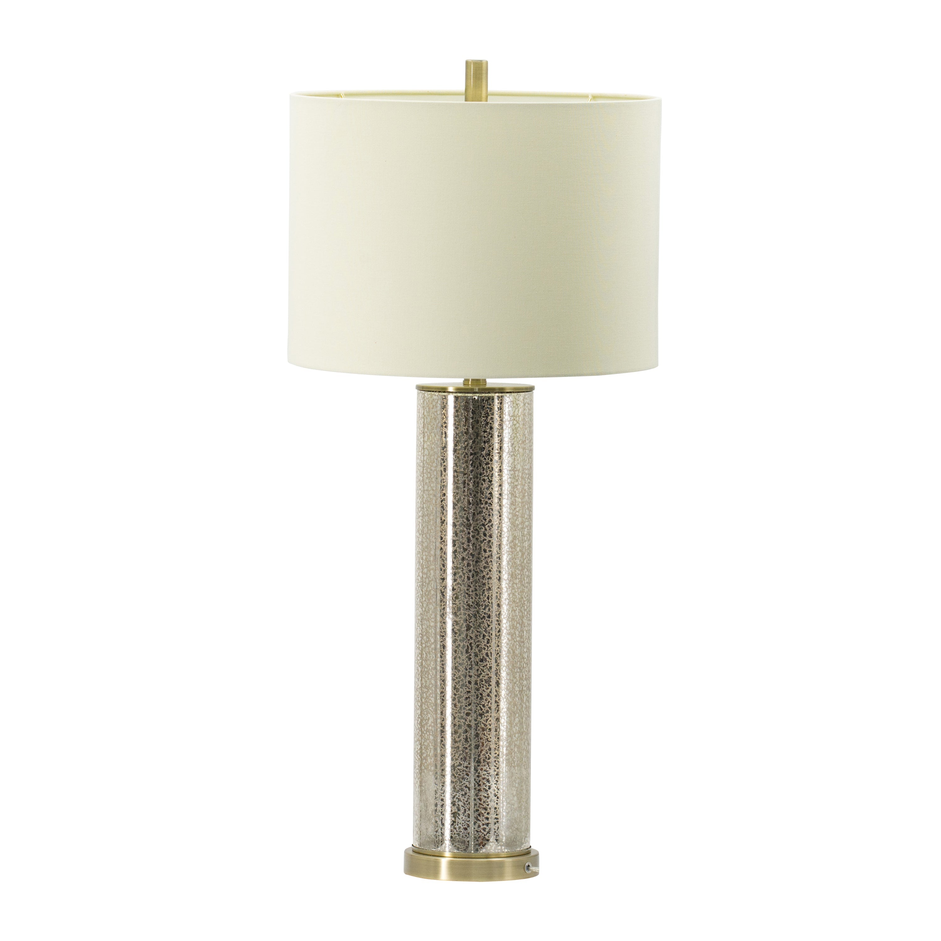 16x16x35 Gold Mirrored Glass Table Lamp with White Fabric Shade