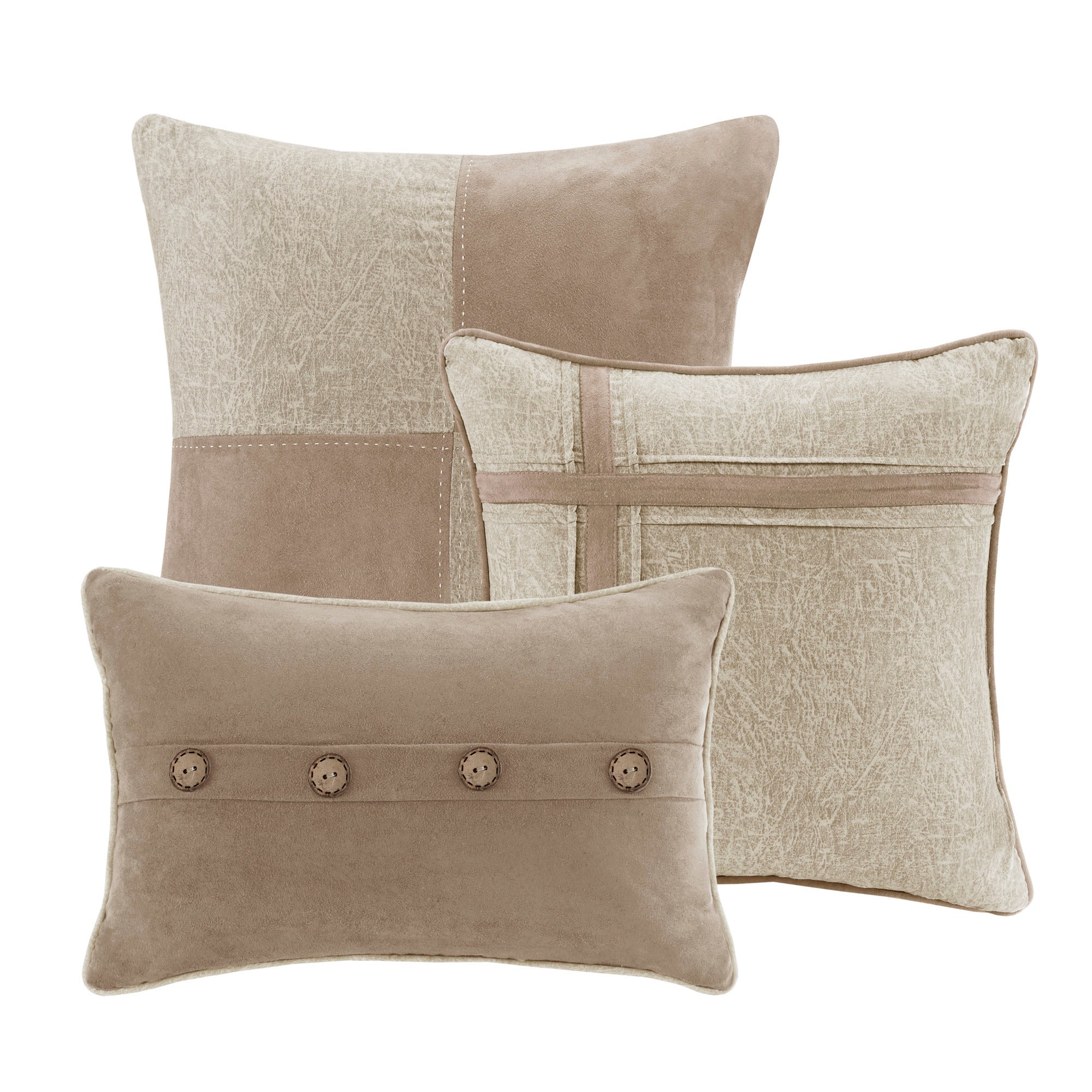 7 Piece Faux Suede Comforter Set Tan King