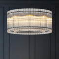 37-Inch Modern Black Round 8-Light Crystal Chandelier
