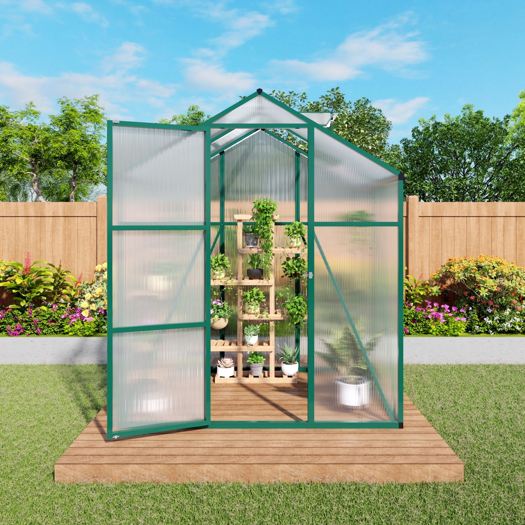 Polycarbonate Walk-In house, Raised Base For Outdoor In All Season