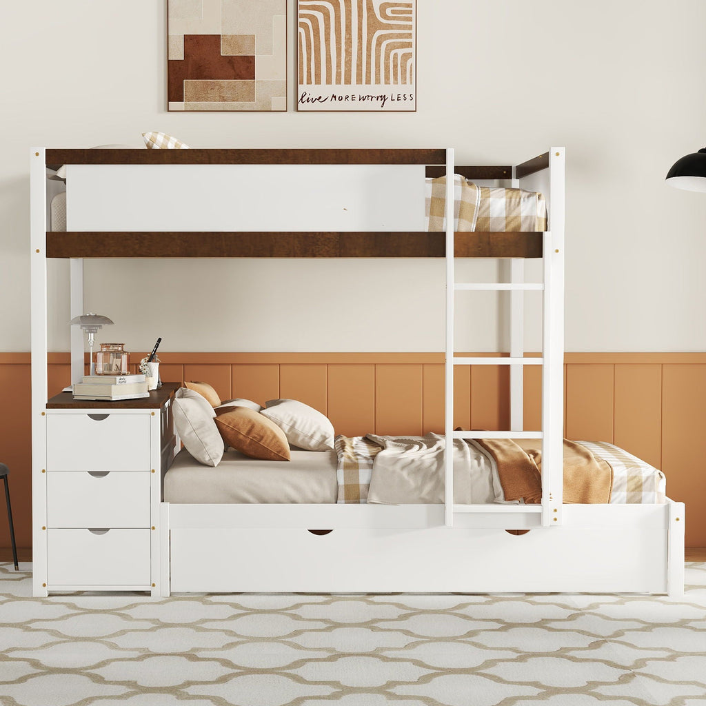 Bunk Bed With Twin Size Trundle, Storage And Desk
