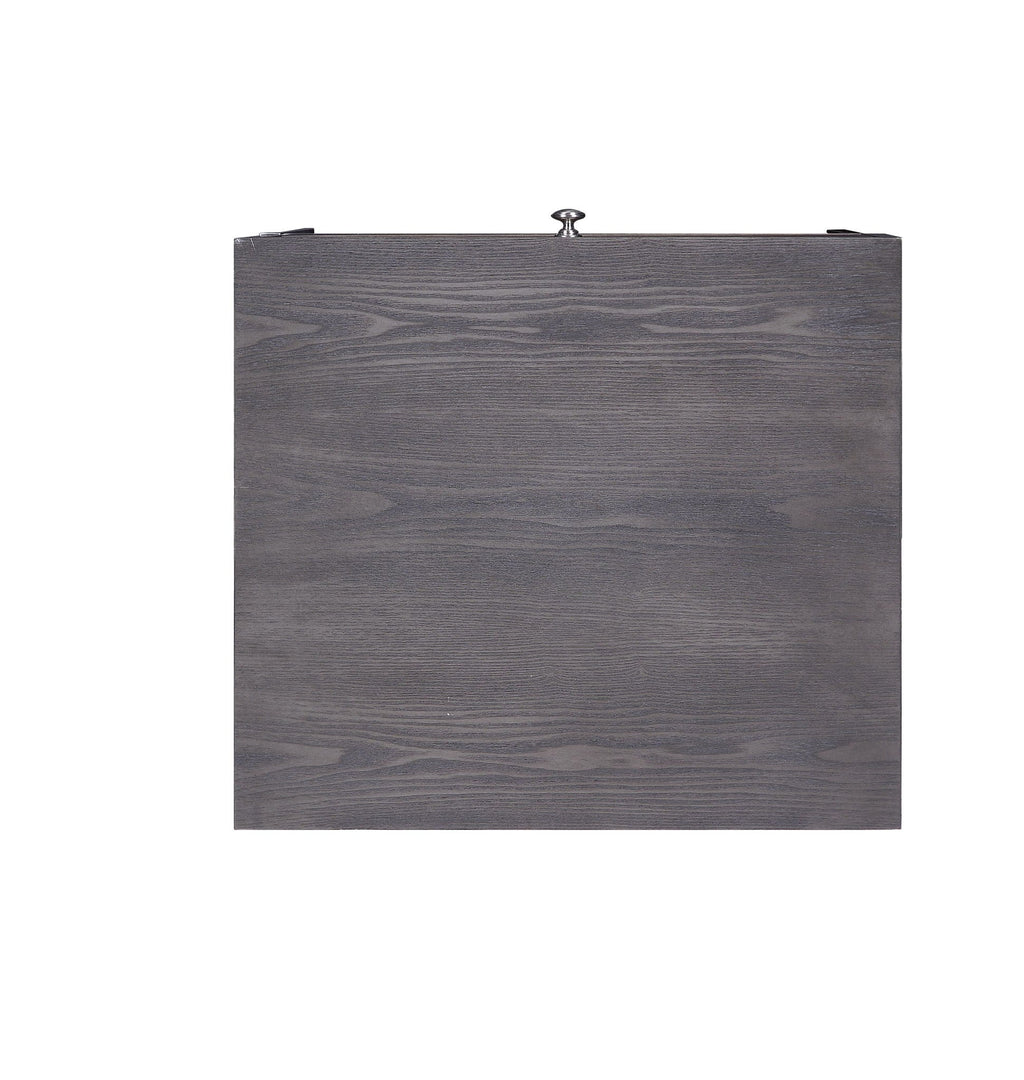 Iban End Table - Gray Oak / Chrome
