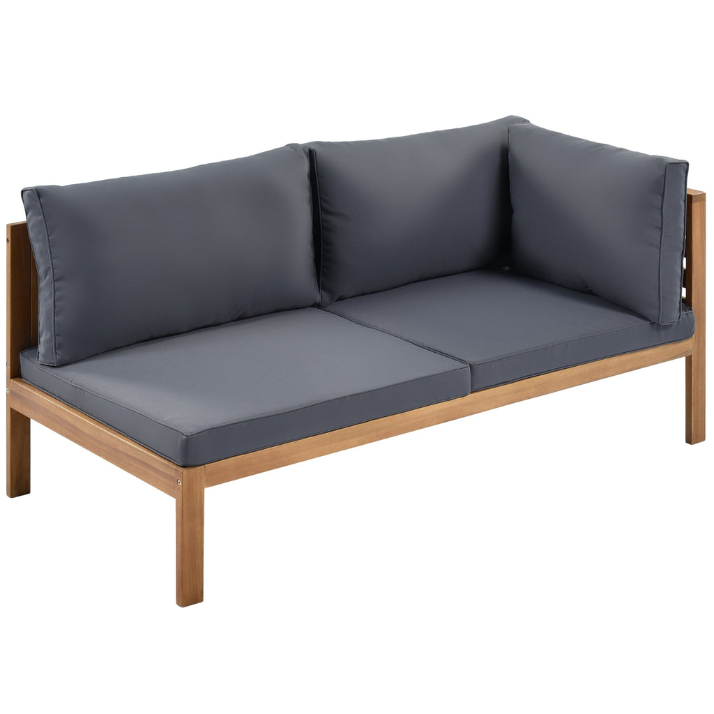 Wood Structure Outdoor Sofa Set with Gray Cushions