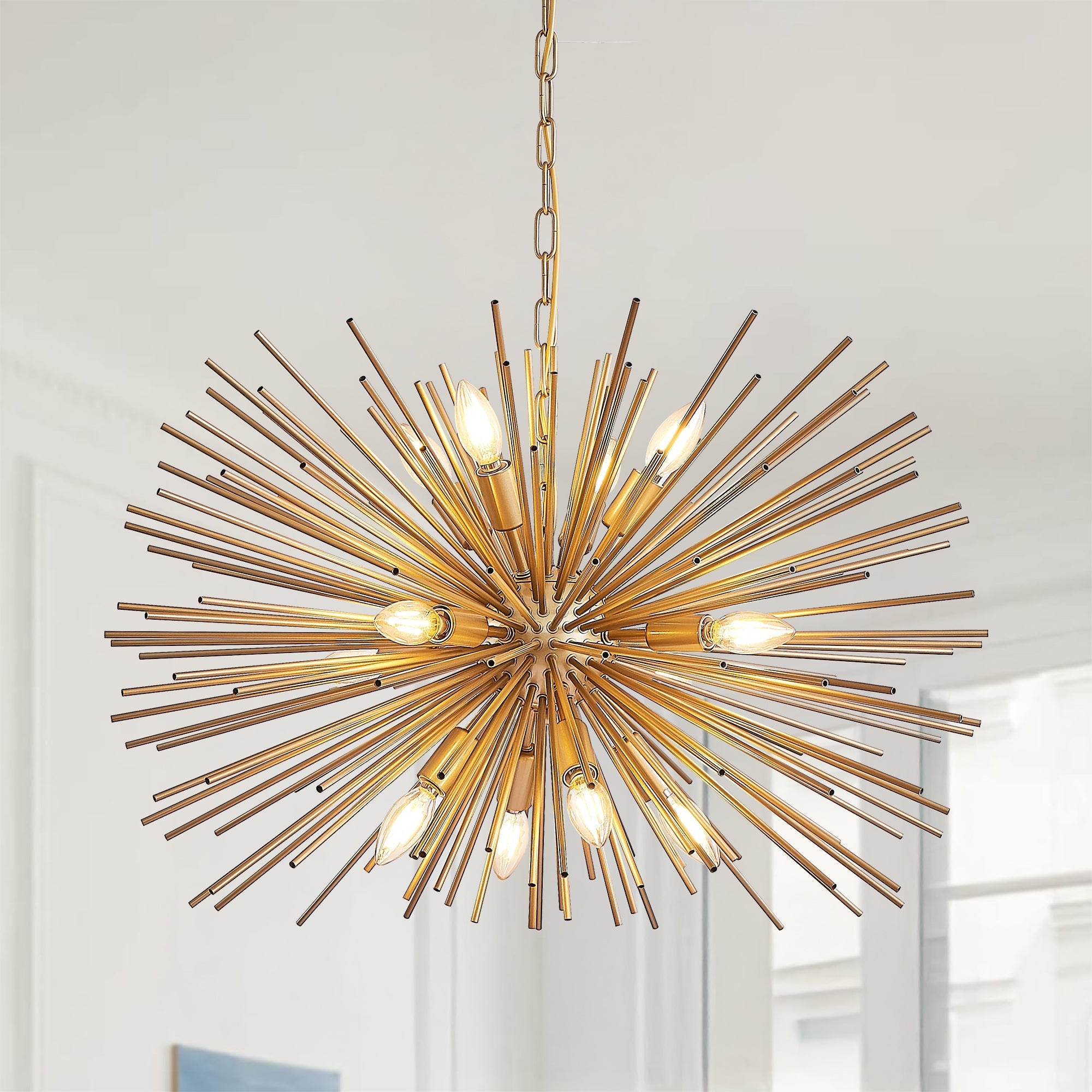 29" Mid-Century Modern 12-Light Starburst Chandelier