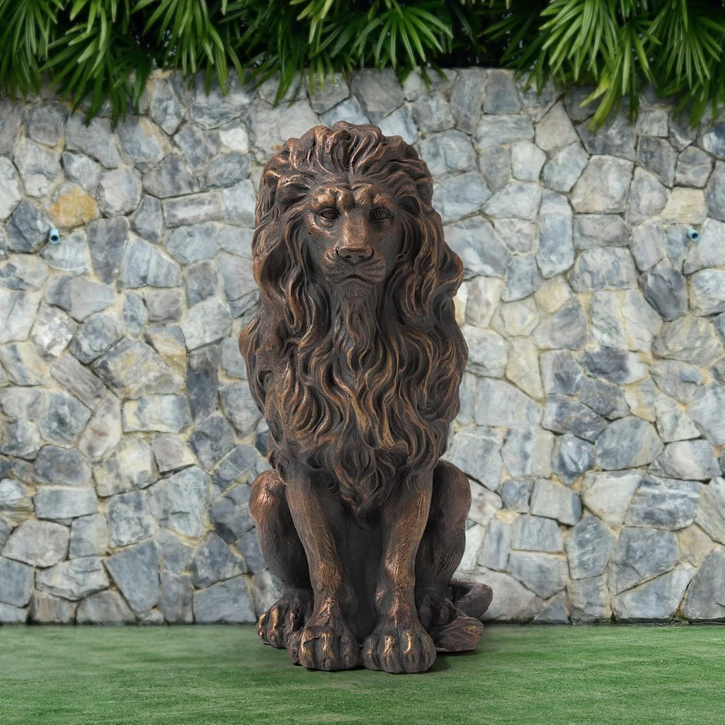 20.5" Resin Lion Statue, Outdoor and Indoor Decorative Sculpture