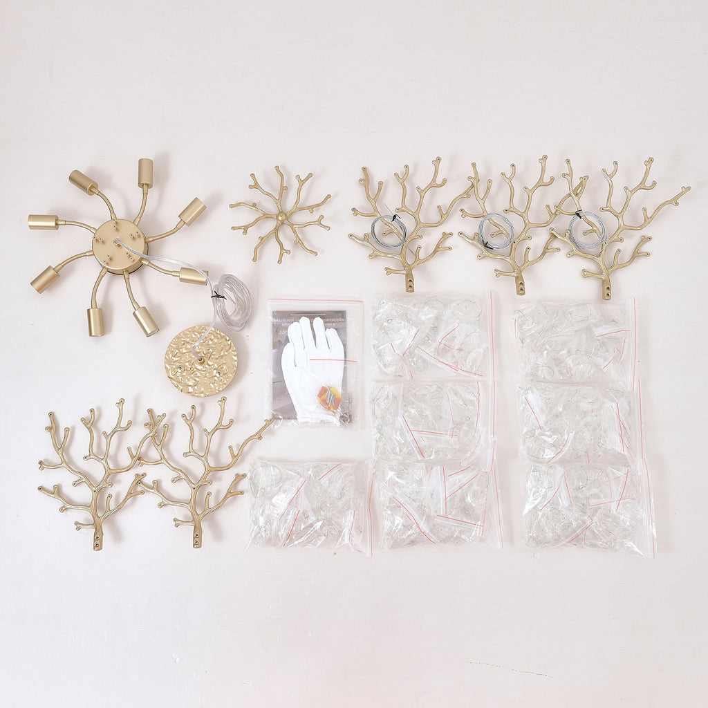 8-Light Crystal Gold Chandelier for Dining Room and Kitchen Island