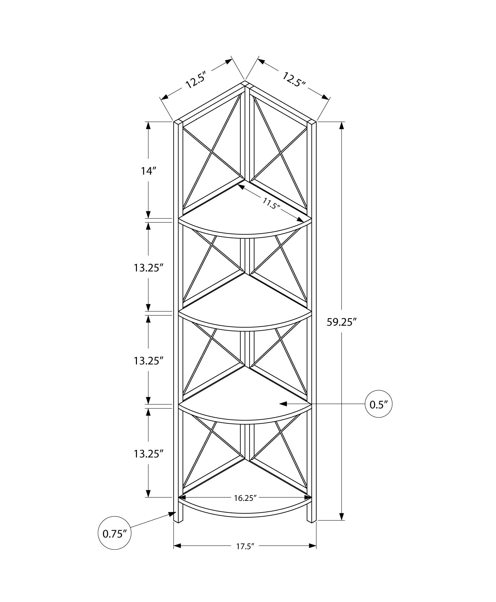 4-Tier Corner Bookshelf with Marble Look and Metal Frame