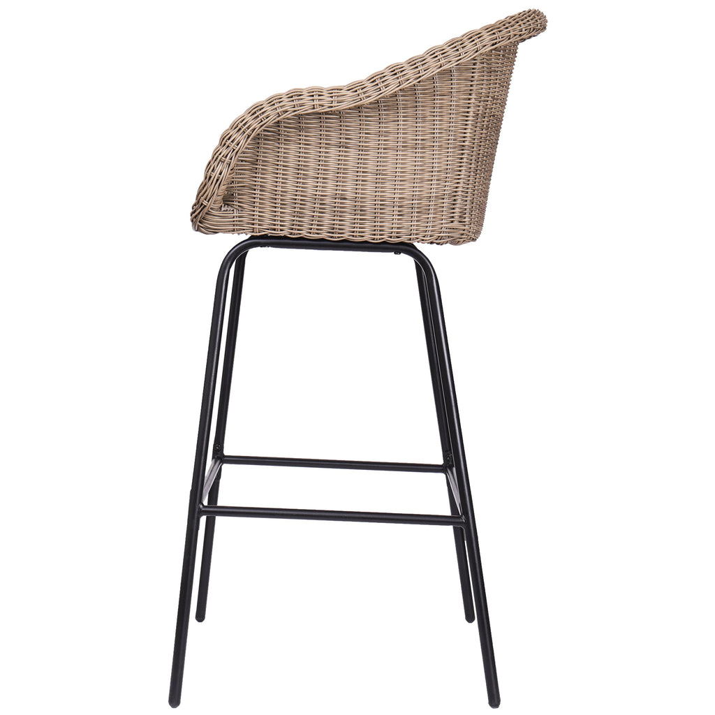 Ladd Outdoor Metal Wicker Barstool Set of 2