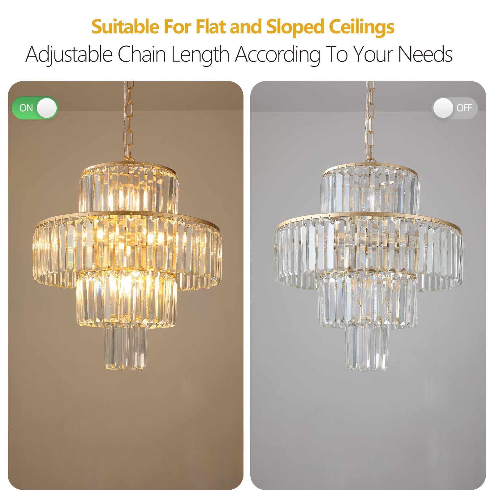(Same as W1340126461/L5023) 20' Luxury 4-Tier Crystal Chandelier, 12-Light Gold Frame Pendant Light, Elegant Ceiling Lighting for Living Room, Dining Room, Bedroom (No Bulbs)