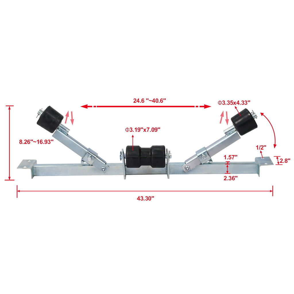 Heavy Duty Boat Trailer Support Bracket with Keel Rollers