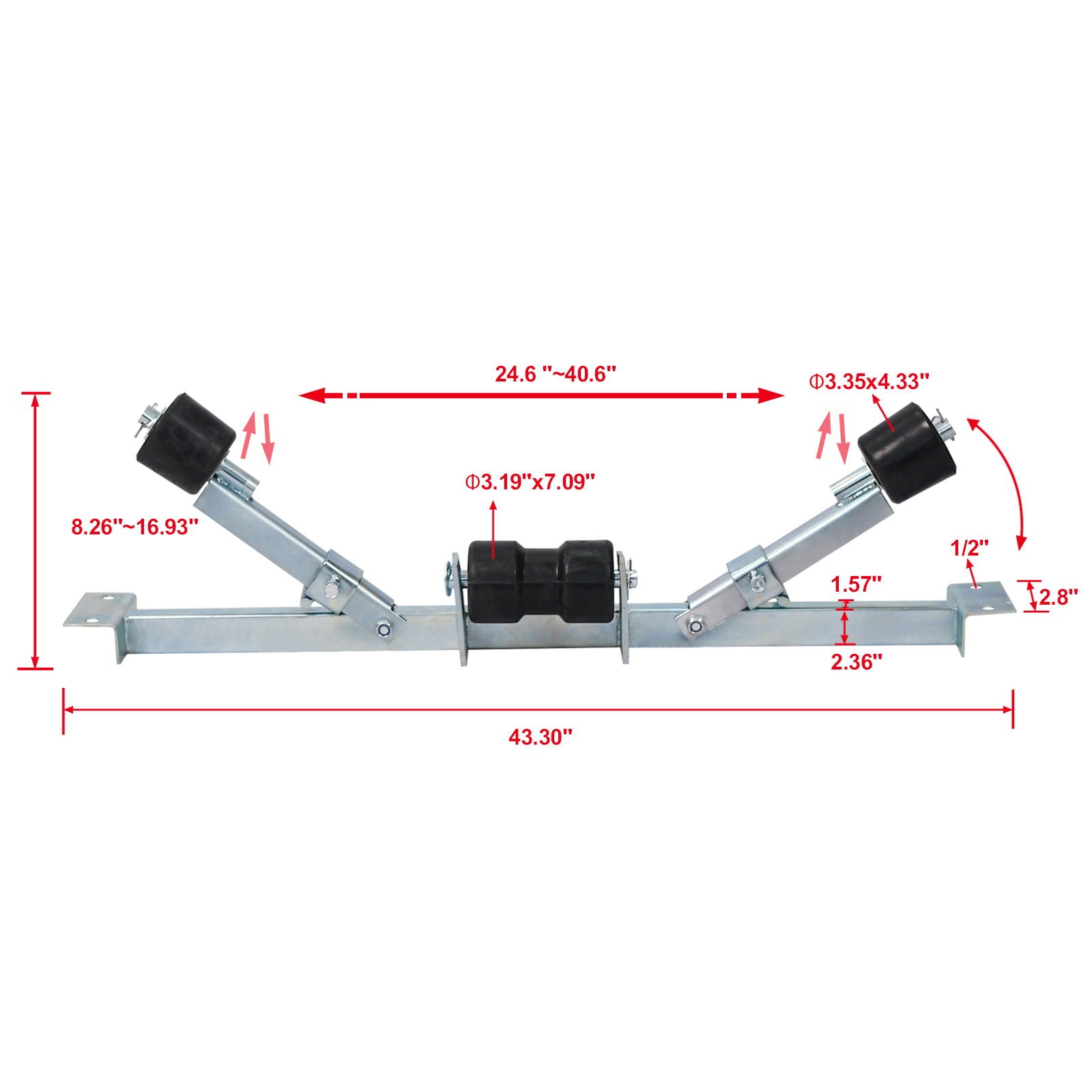 Heavy Duty Boat Trailer Support Bracket with Keel Rollers