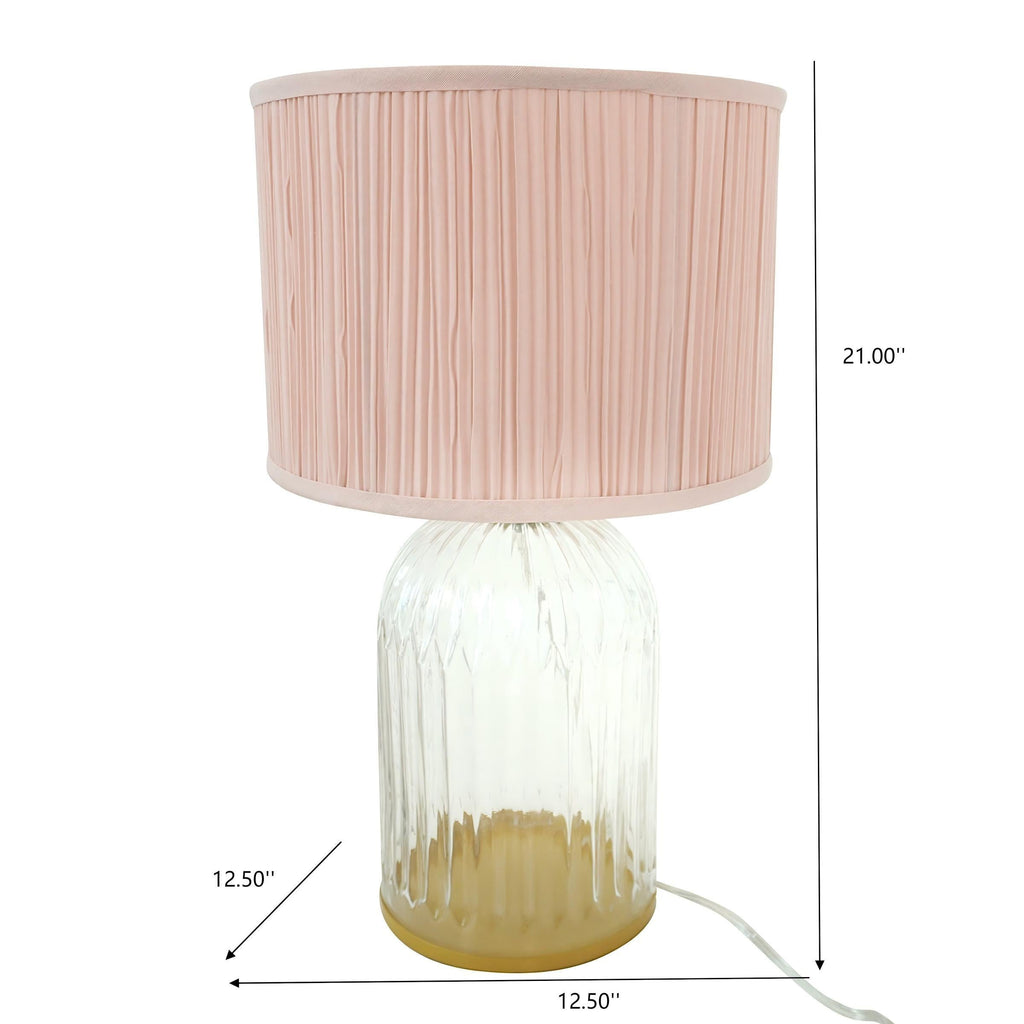 Nordic Home Romantic Solid Wood Table Lamp with LED Nebulis in Gold - Clear and Pink