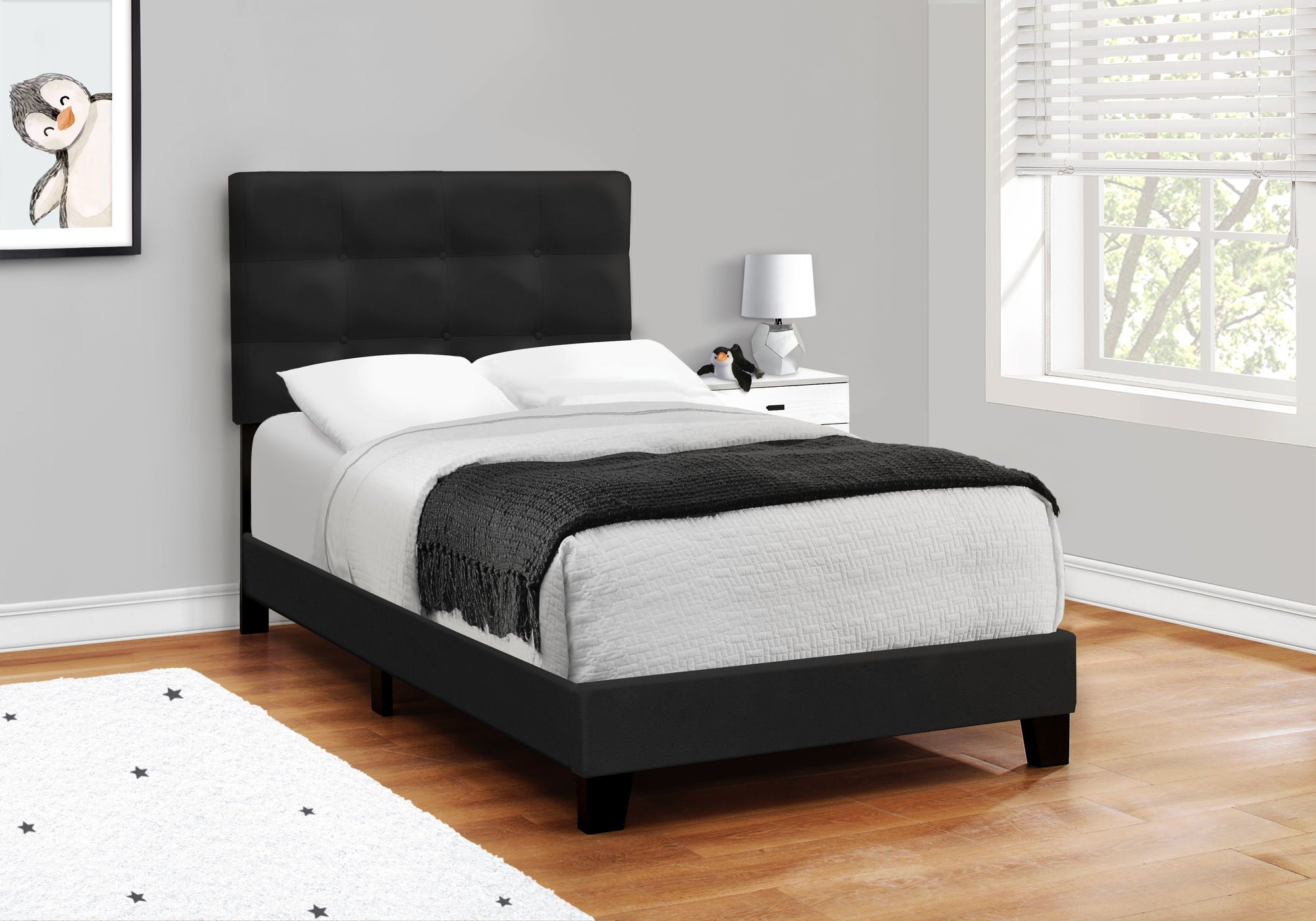 Transitional Upholstered Bed Frame
