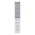 Linen Cabinet, 3 Shelves, 4 Drawers And Metal Handles - White