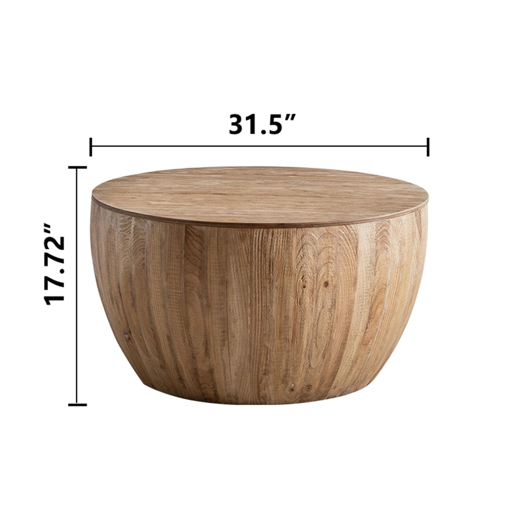 Vintage Style Barrel Coffee Table With Storage