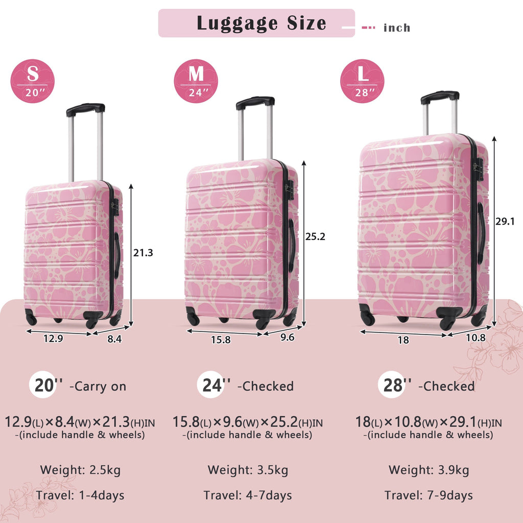Hardshell Luggage Set 3-Piece Spinner Suitcases with TSA Lock
