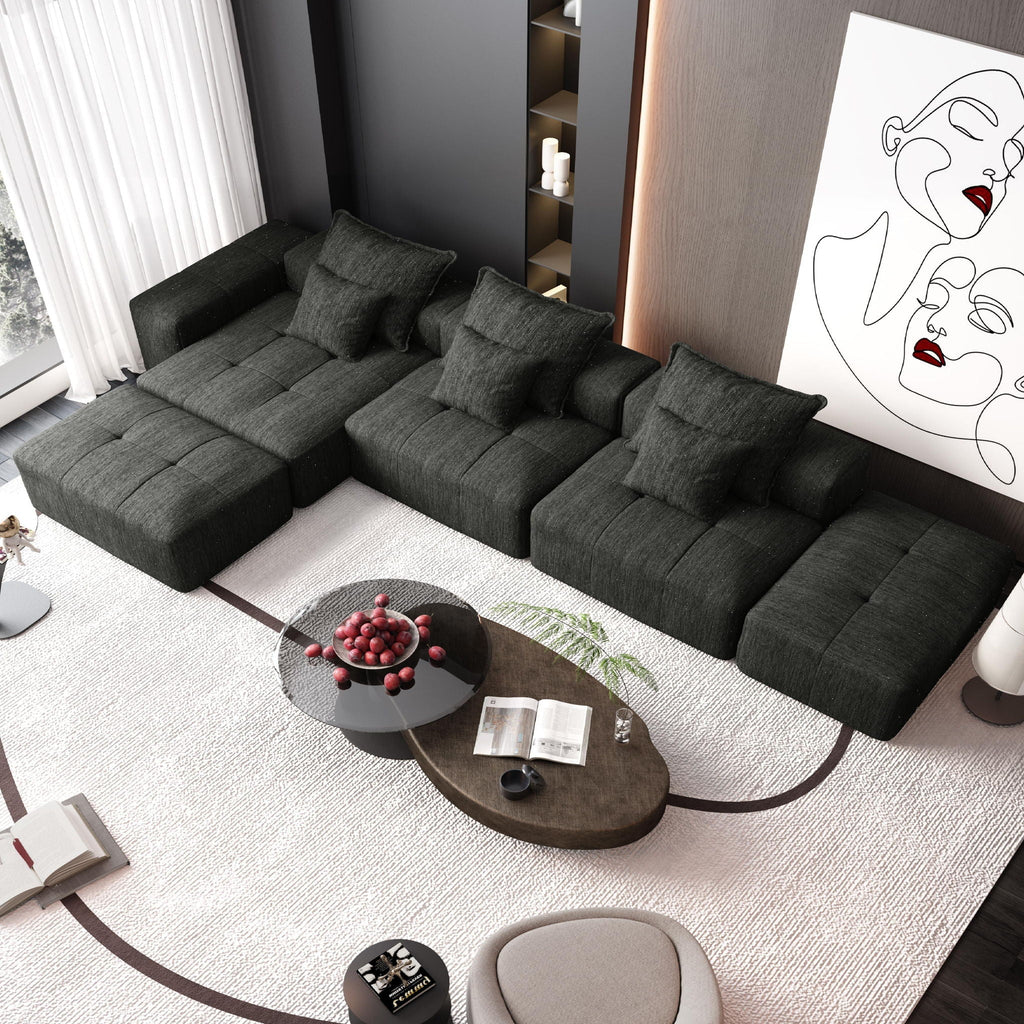 Modern Oversized DIY Combination Modular Sectional Sofa With Pillows