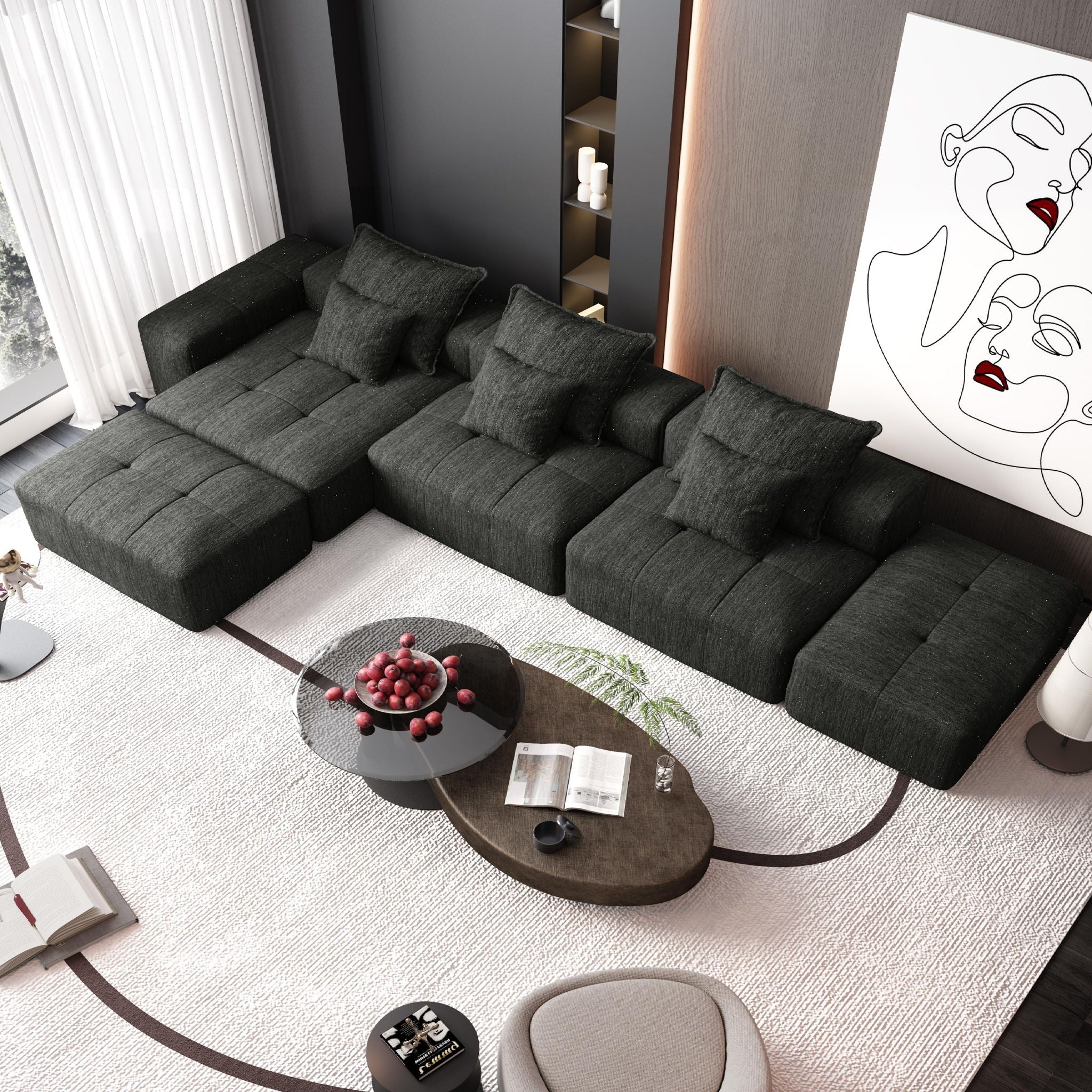 Modern Oversized DIY Combination Modular Sectional Sofa With Pillows