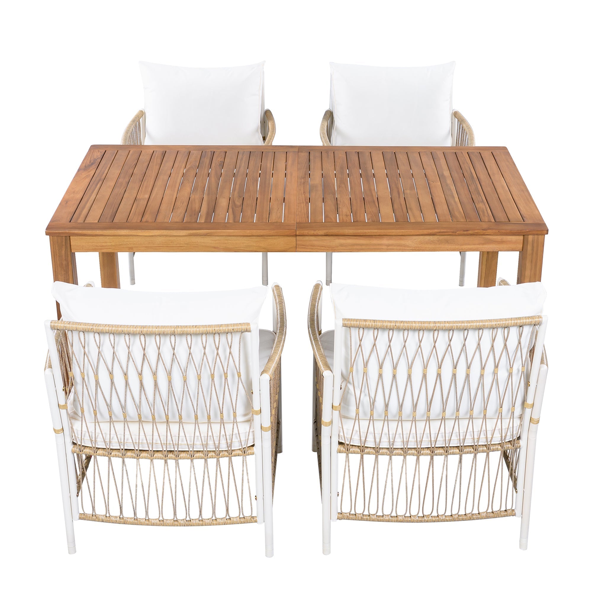 TOPMAX Patio 5pcs Wooden Dining Table Set