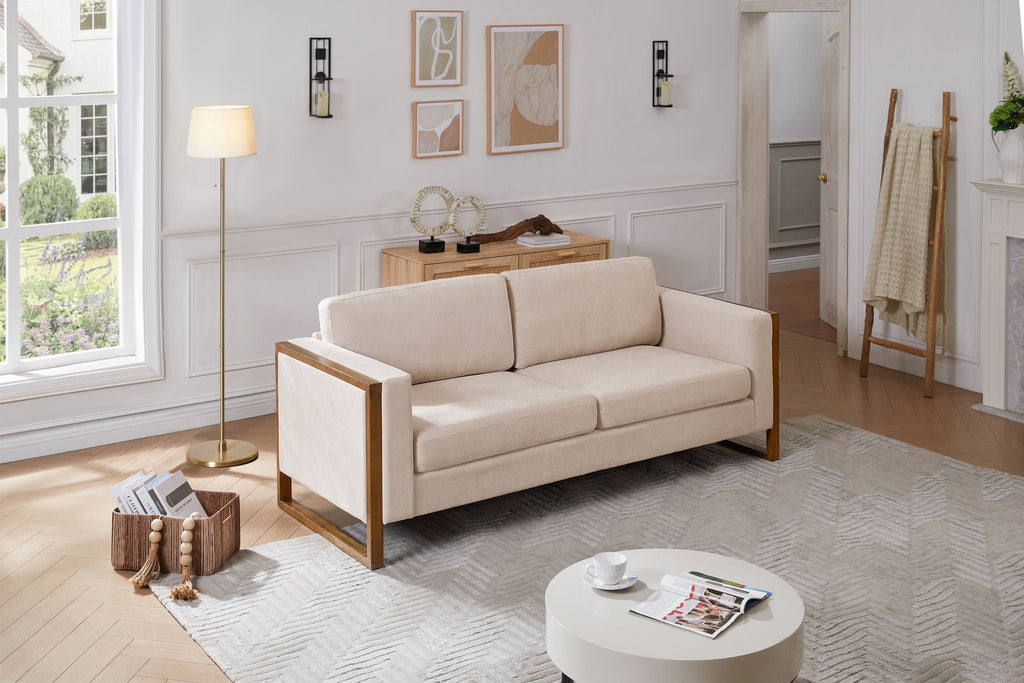 Modern 3-Seater Sofa With Solid Wood Legs