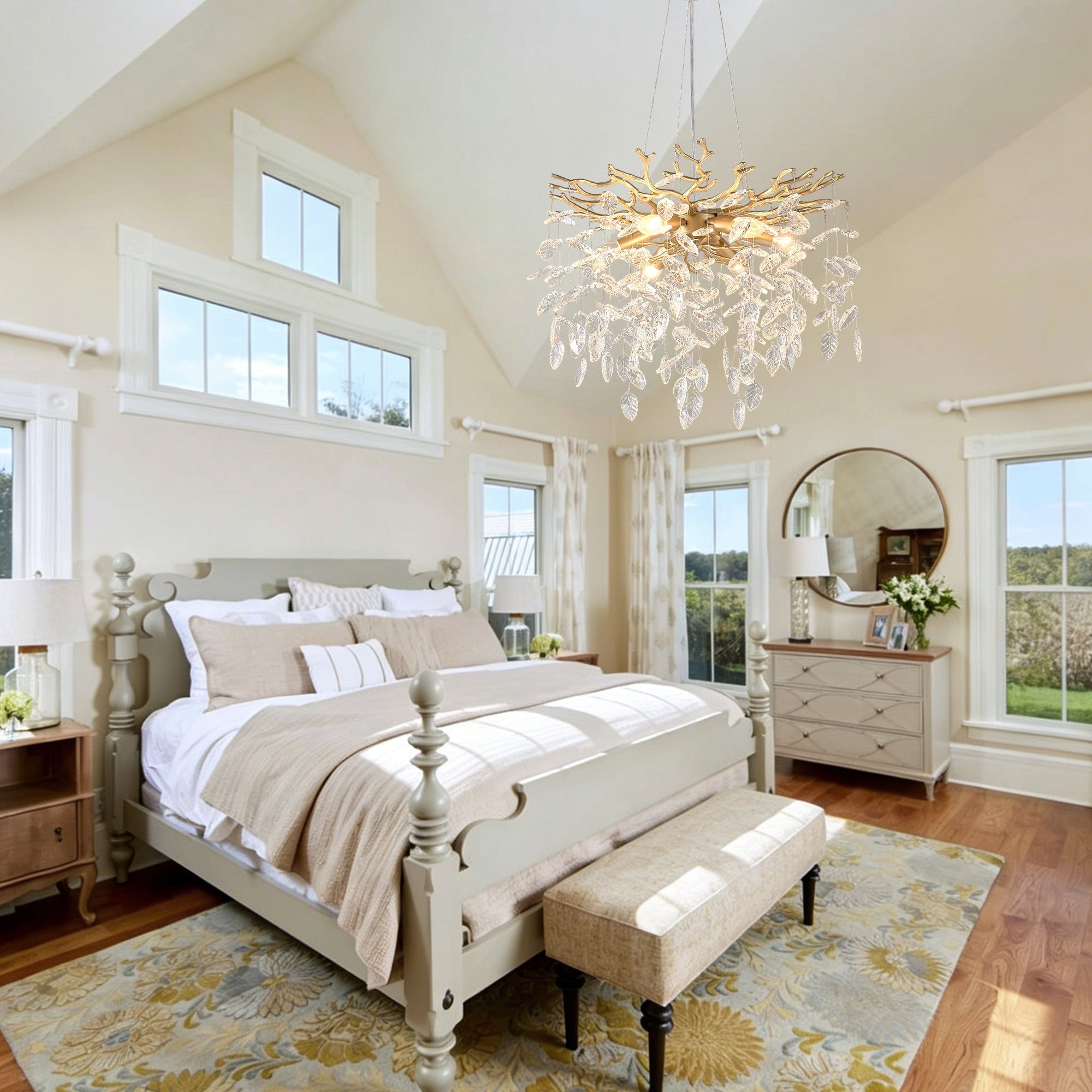 6-Light Chandelier Crystal Ceiling Lamp - Gold Finish