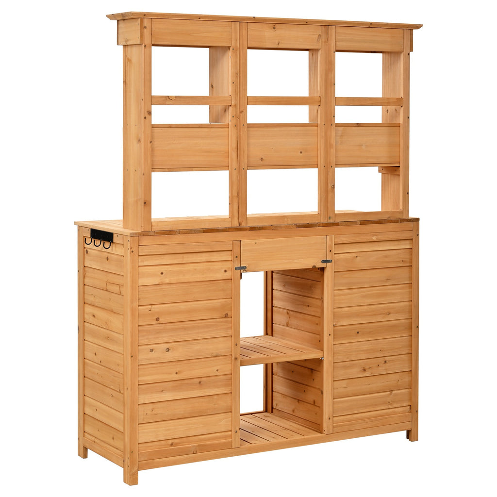 TOPMAX 65.7'' Tall Garden Potting Bench Table with Hutch