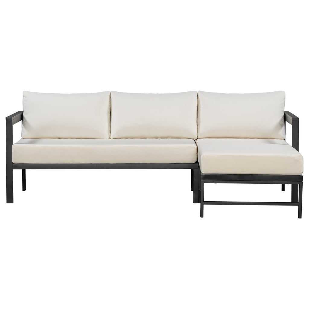 U_style Outdoor L-Shaped Sofa with Iron Frame and Ultra-Thick Cushions