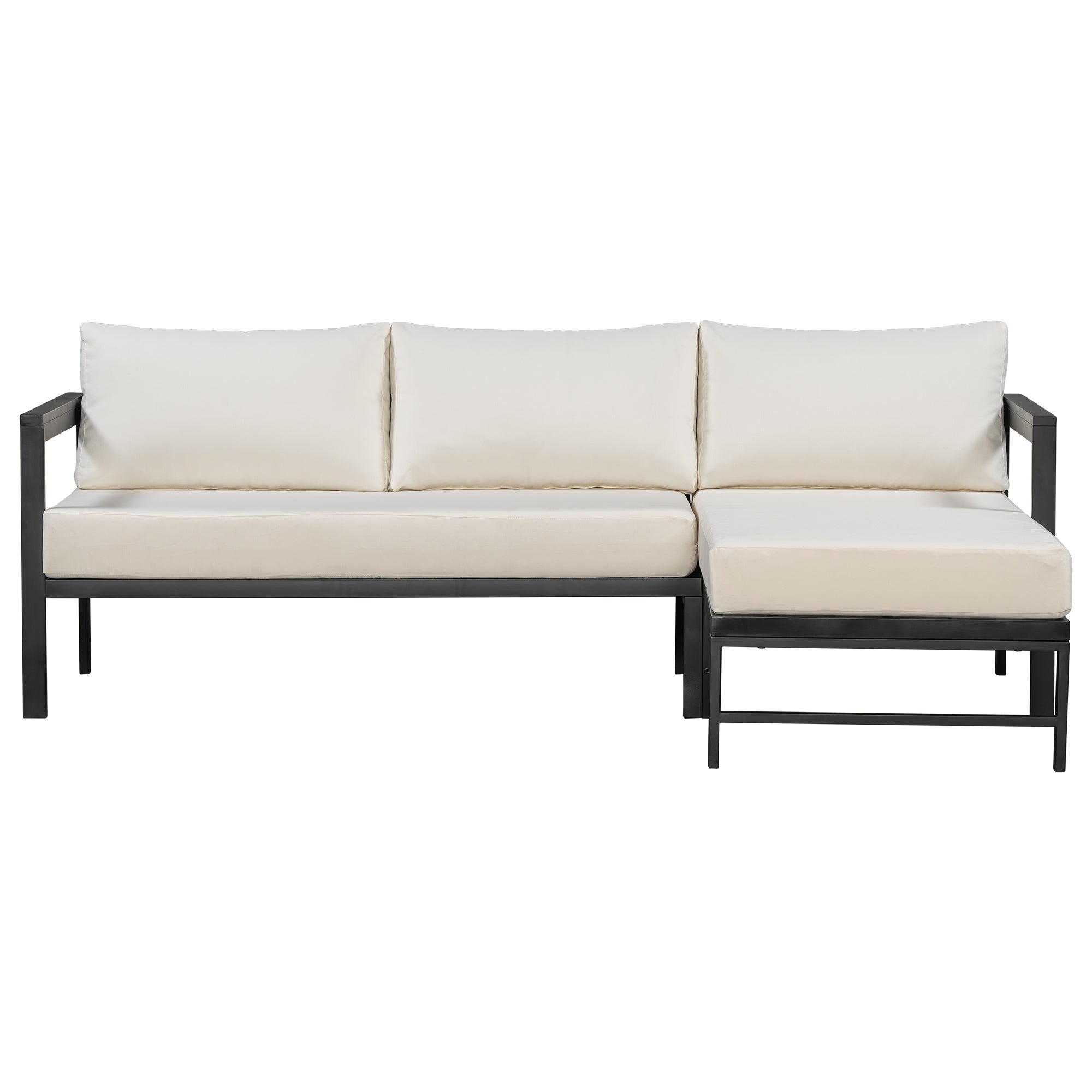 U_style Outdoor L-Shaped Sofa with Iron Frame and Ultra-Thick Cushions