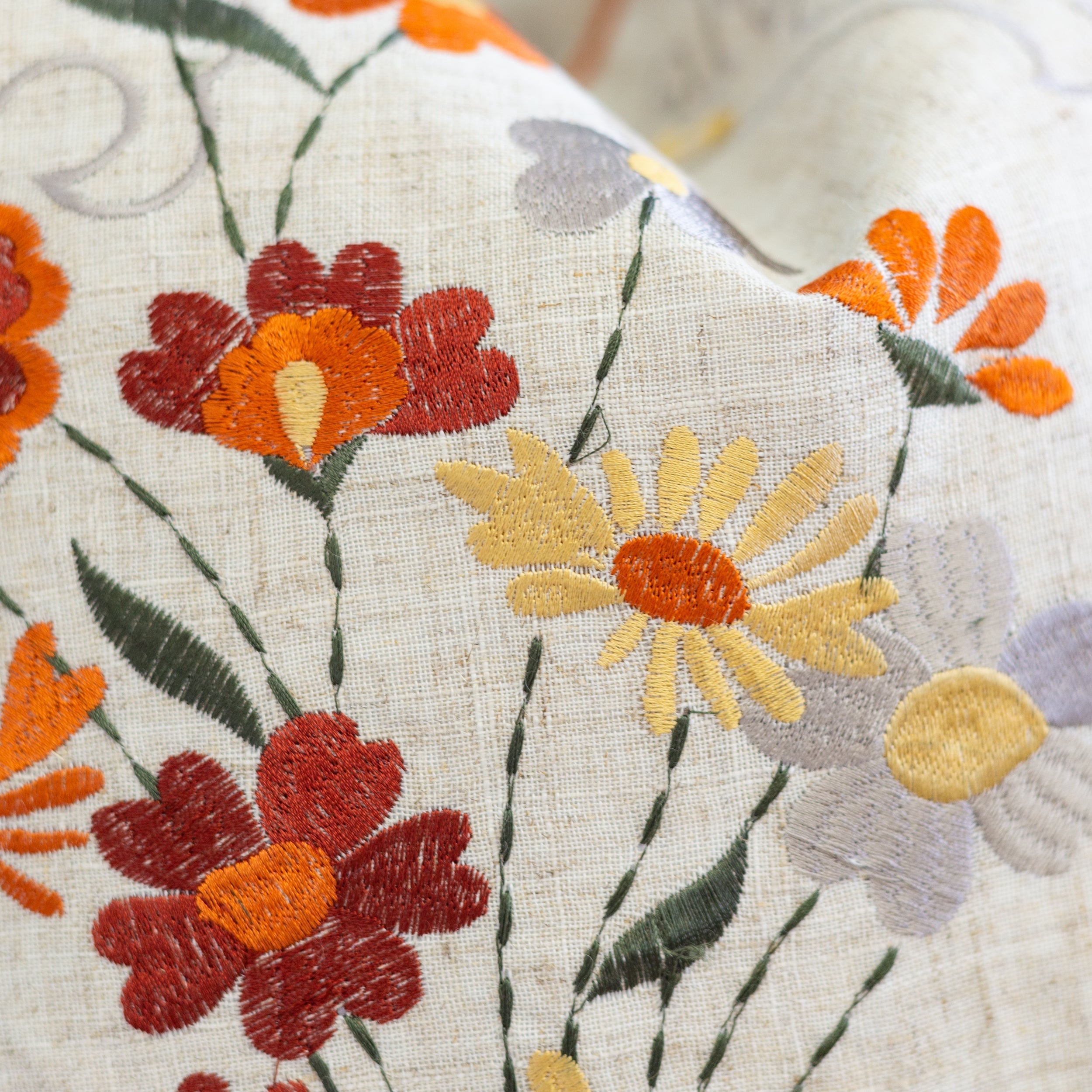 Thanksgiving Embroidered Floral Throw Pillow