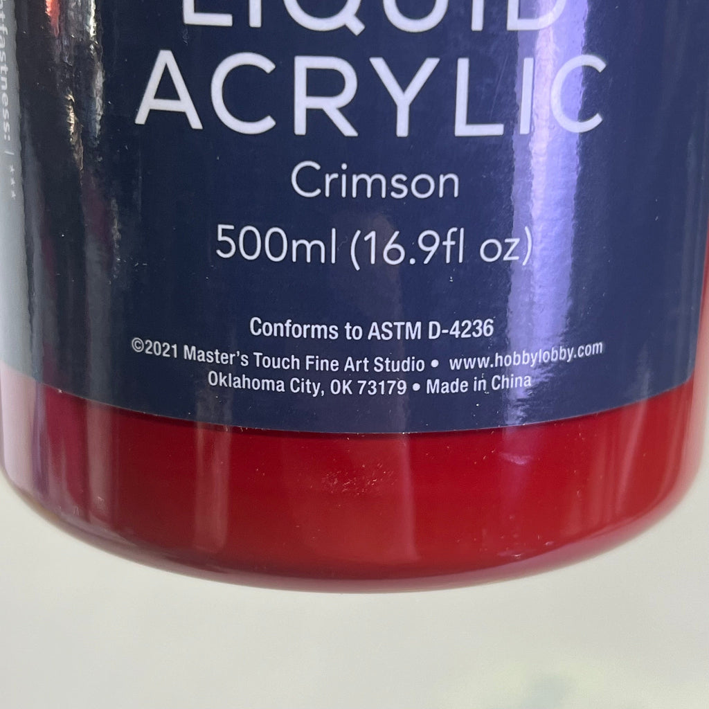 MASTERS TOUCH (2 PACK) Liquid Acrylic Artist Paint 16.9 Fl Oz Crimson 1818962