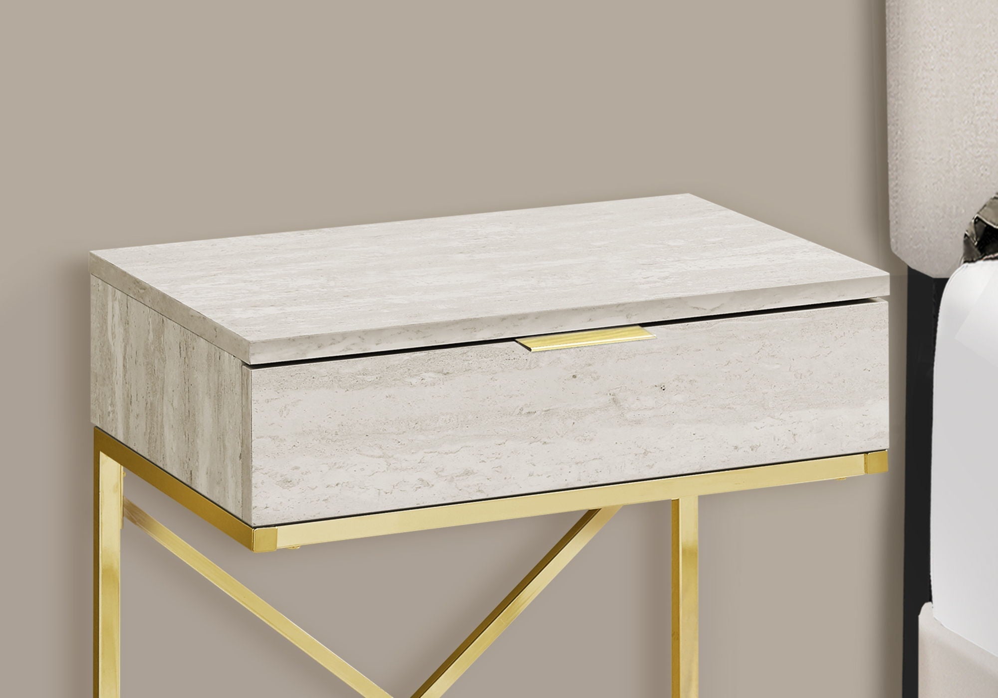 Accent Side Table with Storage Drawer, Spacious Tabletop, Contemporary Design