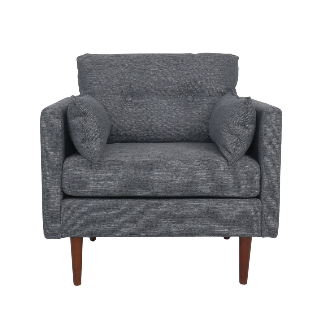 Enchantica Upholstered Fabric Club Chair with Button Tufting and 2 Accent Pillows